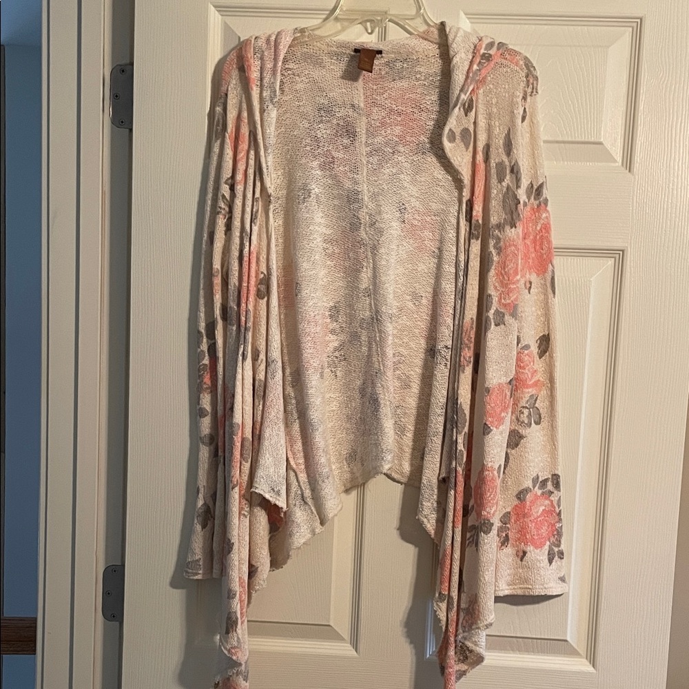 Copper Key Floral Cardigan - Cream and Pink